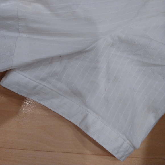 Large Jacob pinstripe short sleeve button down ivory dress shirt - Picture 5 of 16